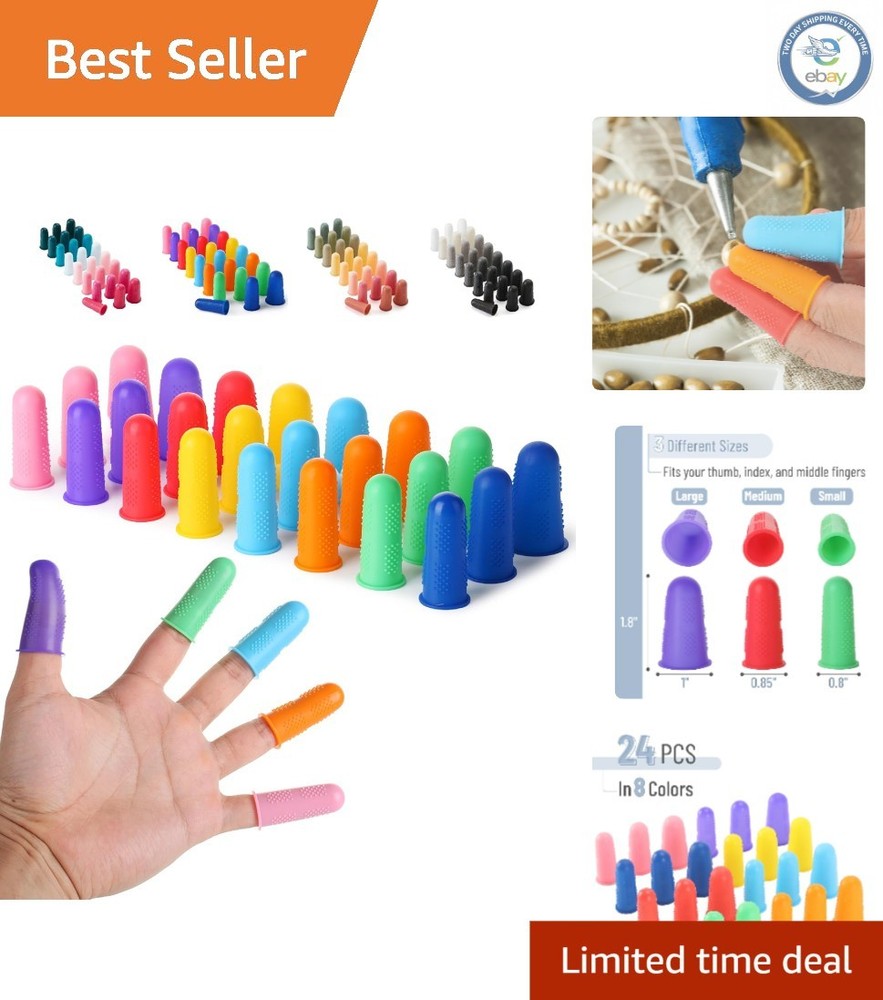 Protective Hot Glue Finger Thimbles - 24 Multicolor Silicone Guards for All Ages