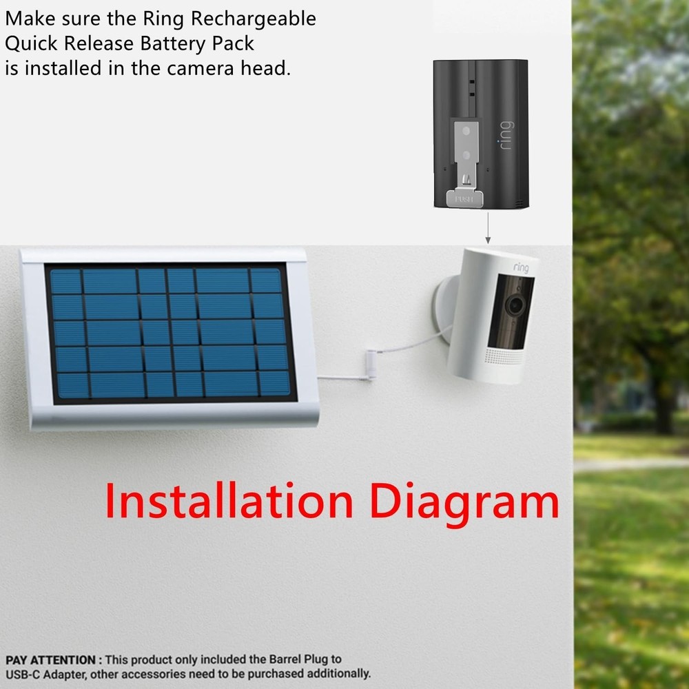 White Ring Barrel Plug to USB-C Adapter - Compatible with 1st Gen Solar Panel...