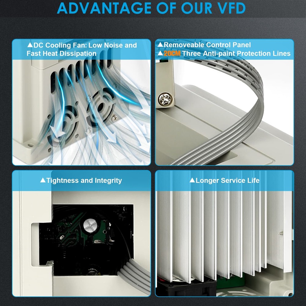 XCFDP AC 220V/1.5kw 2HP Variable Frequency Drive8A VFD Inverter Single Phase ...