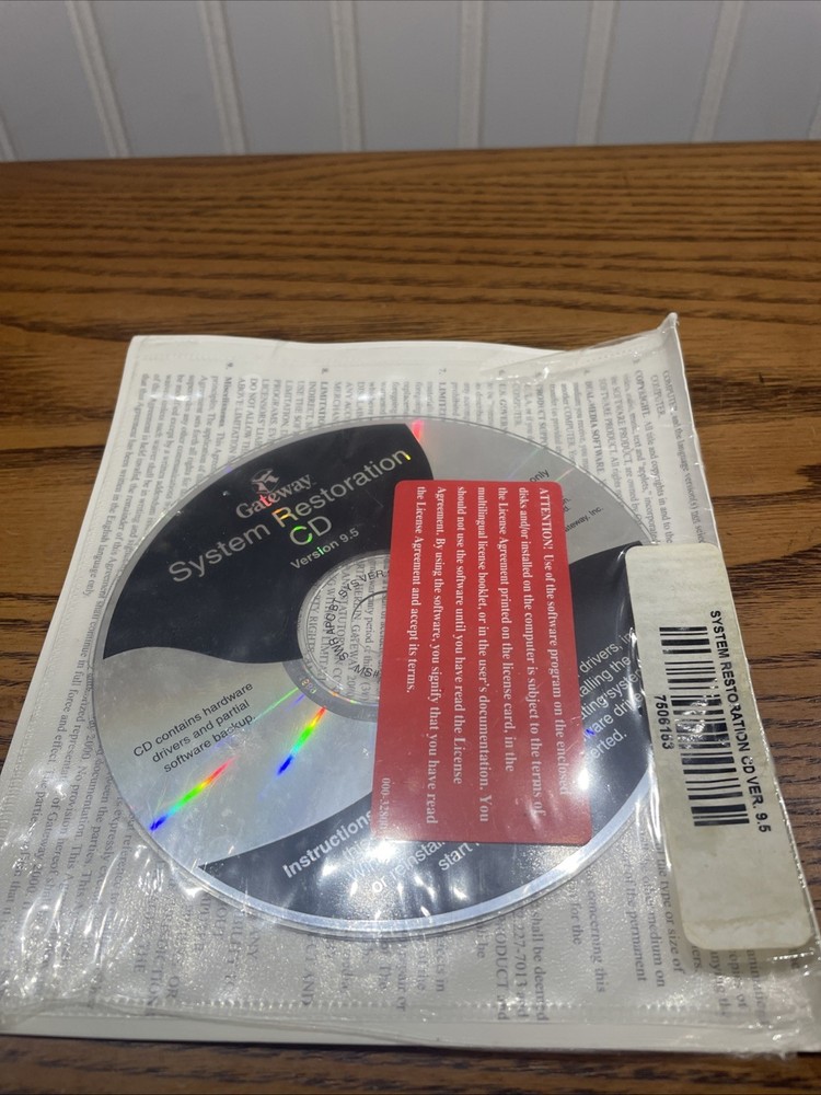 Vintage Sealed Gateway System Restoration CD Version 9.5 PC Software Disc