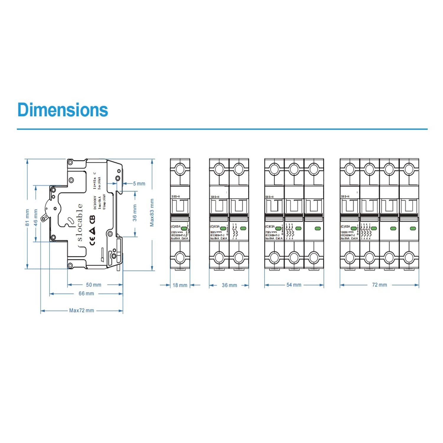 ZOOKOTO 25 Amp Doble-Pole DC Circuit Breaker, Miniature White
