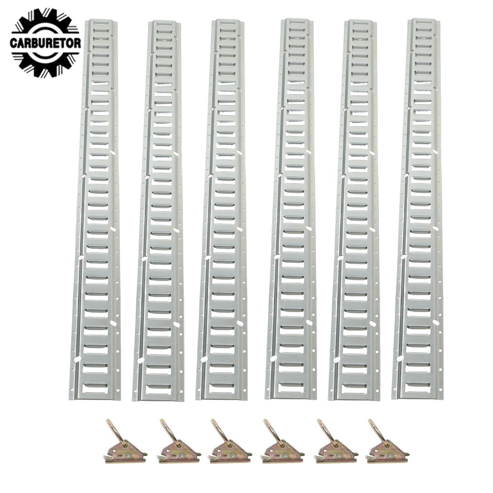 Silver 12 Pack 60" E Track Rail Sections With Mounting Hardware Fit For Garages
