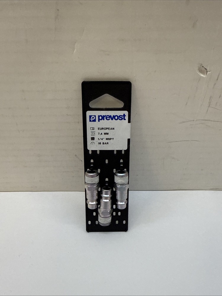Prevost E-Style 1/4" M NPT x 7.2 7.4 Regular Quick Coupler Plug, 3 Pieces