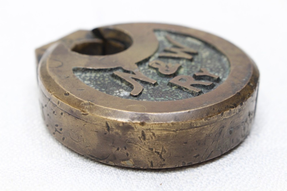 ORIGINAL SOLID BRASS PANCAKE LOCK PADLOCK NO KEY