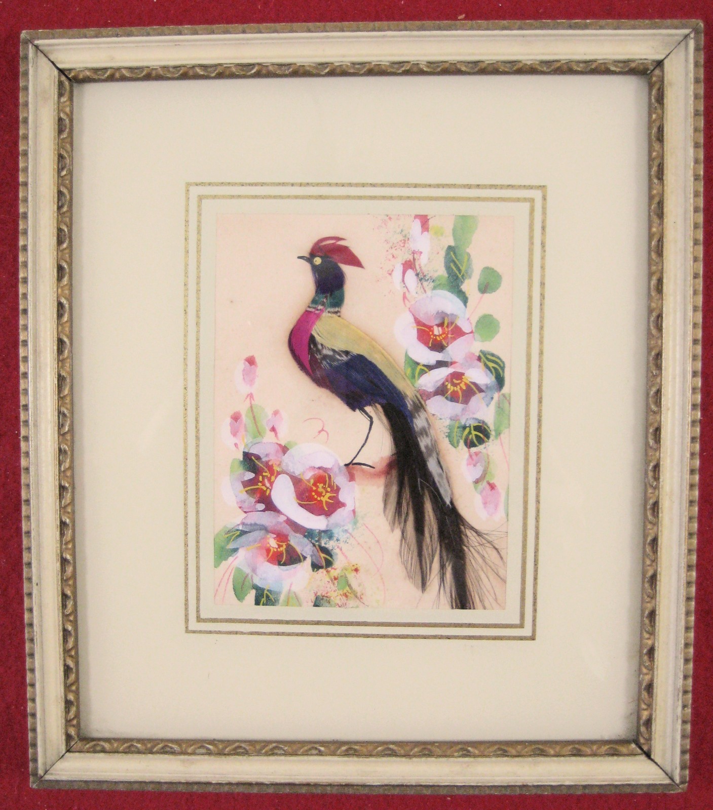 Lot of 5 Feather Art Bird Small Pictures Glen Bastion 1890-1966 Indiana Artist