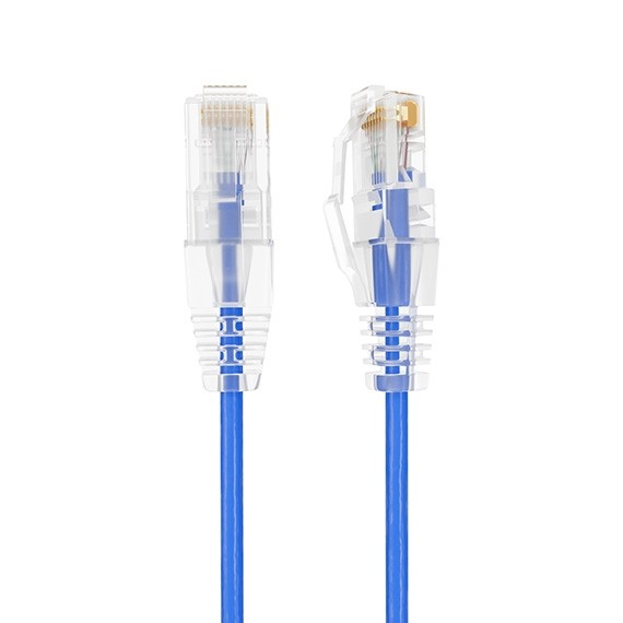 12ft Slim Cat6a 28AWG UTP Ethernet Network Patch Cable, Blue