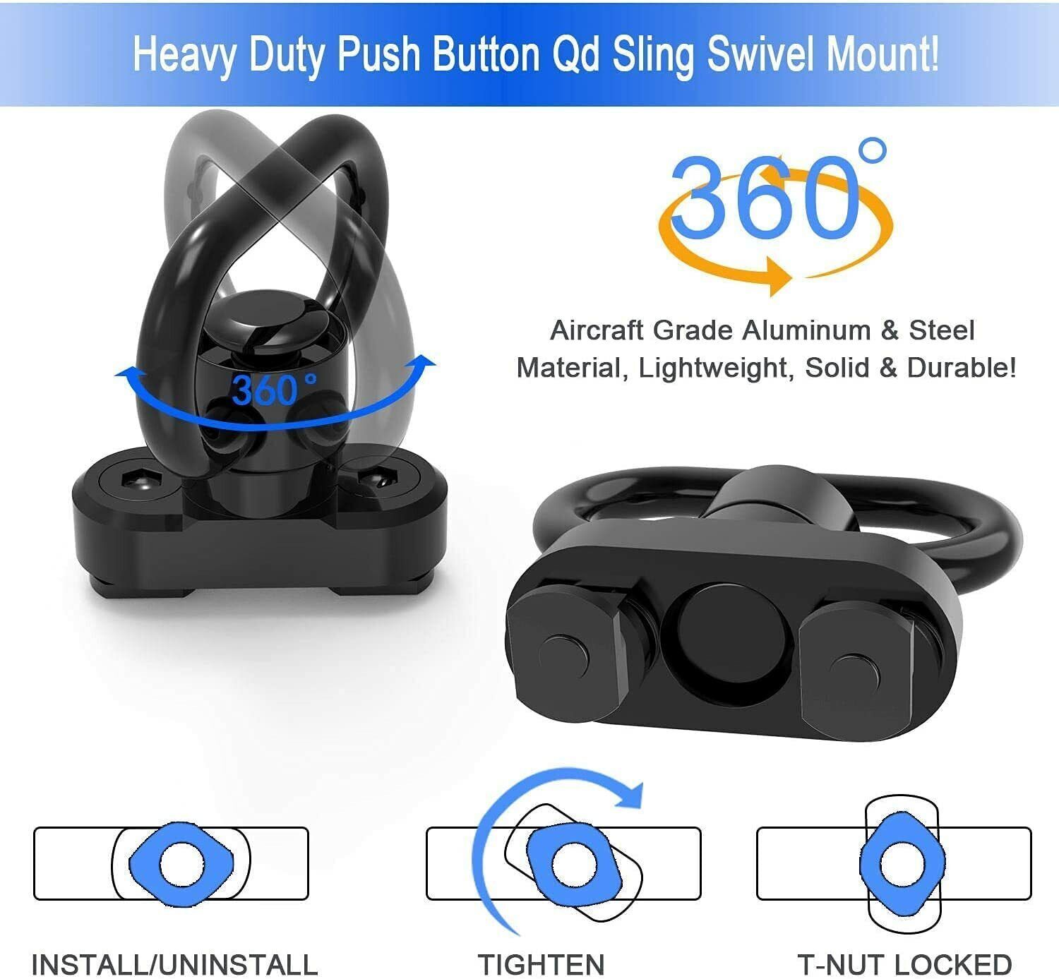 Tactical 2 Point Sling QD Swivel Adjustable Rifle Gun Sling Strap w/ MLOK Swivel