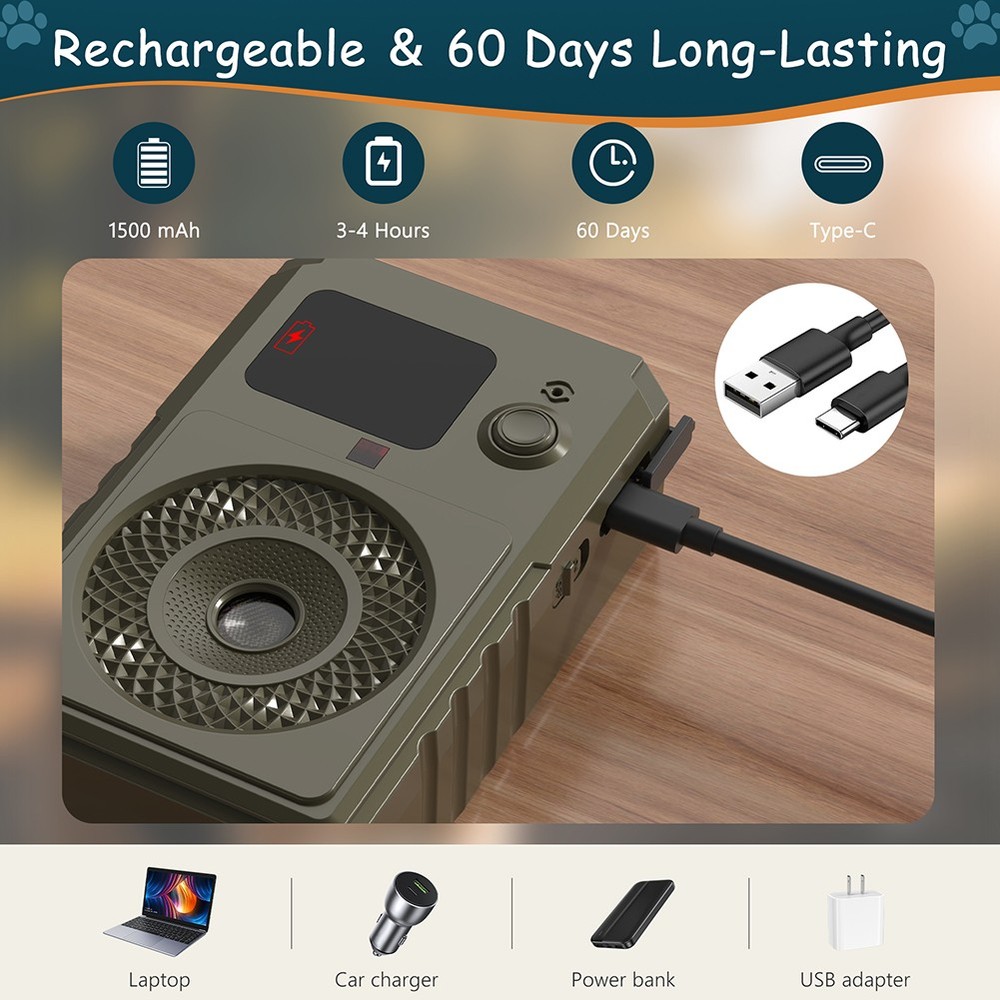 Ultrasonic Automatic Anti-Barking Device Dog Barking Control Type-C Rechargeable