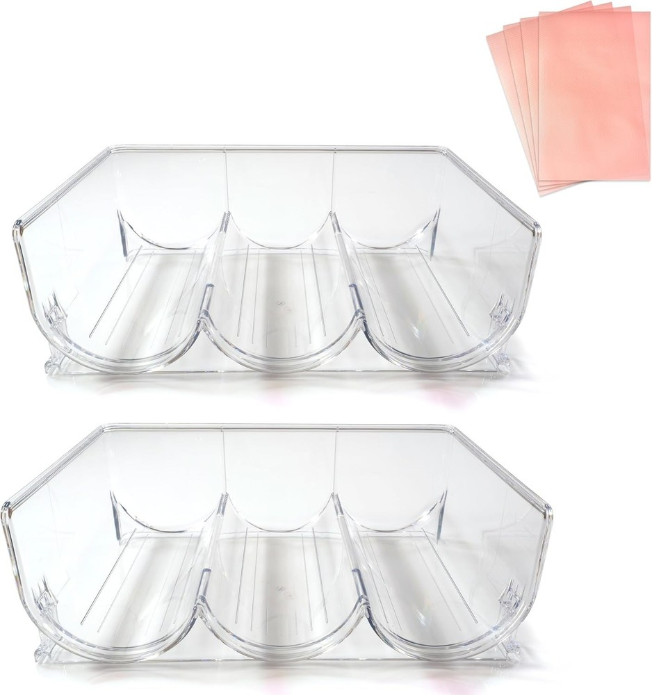 2 Pack Plum Stream Wine Storage Rack Stackable Bottle Holder w/ 4 Liners