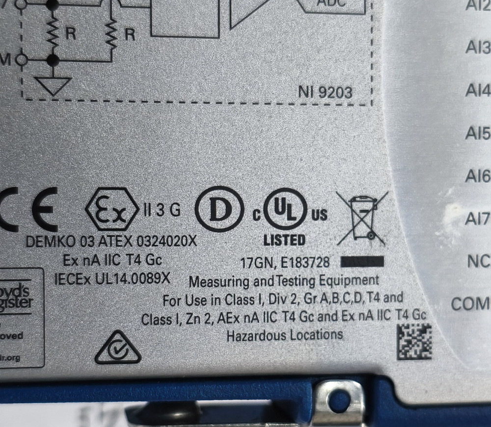 NATIONAL INSTRUMENTS NI 9203 ANALOG INPUT MODULE