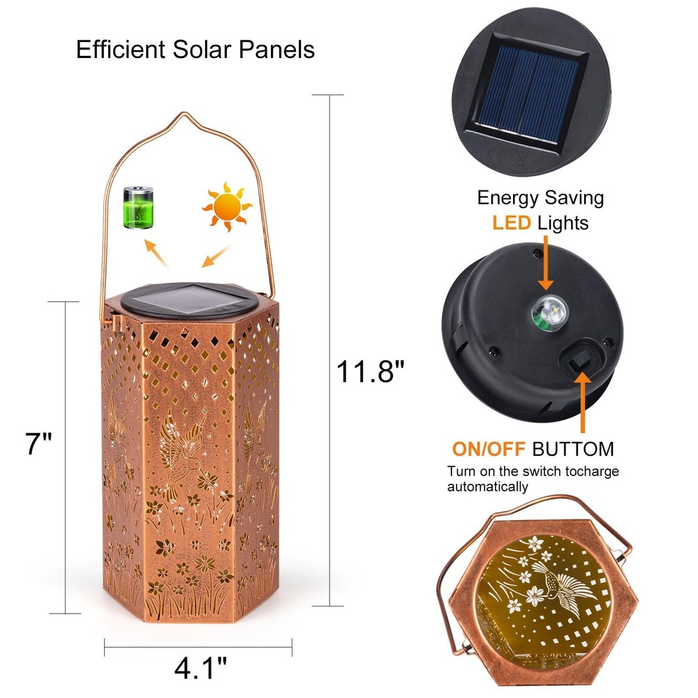 2 Pack Hummingbird Solar Lanterns Outdoor Waterproof - 2PC