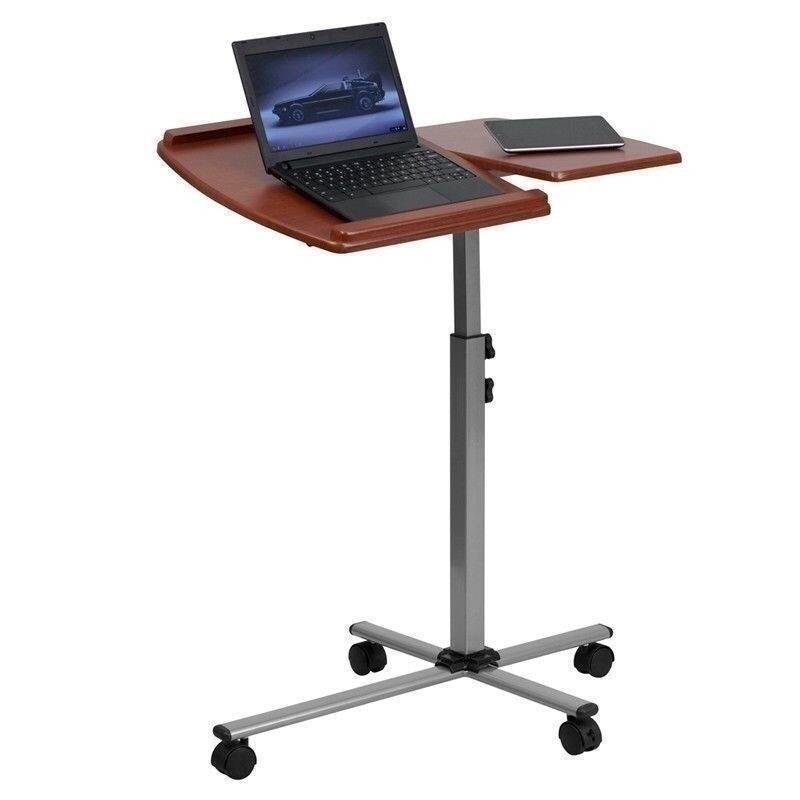 Cherry Laptop Rolling Desk Table Stand Notebook Computer Mobile Portable Cart