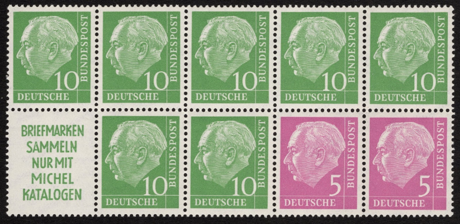 MNH 1955 West German Booklet Pane, Scott #704a**