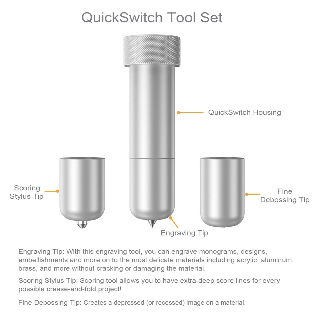 Engraving Tip + Scoring Tip + Fine Debossing Tip + QuickSwitch Housing for Cr...
