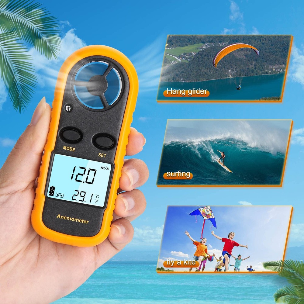 Anemometer Handheld, Light Weight Digital Wind Speed Meter, Wind Speed Temper...