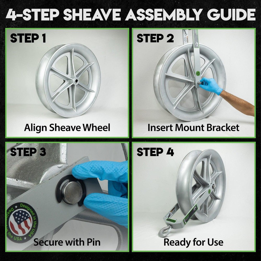 24" Hook Sheave 652 | 6500lb | Staten Tools | Rope | Greenlee / Current Pullers