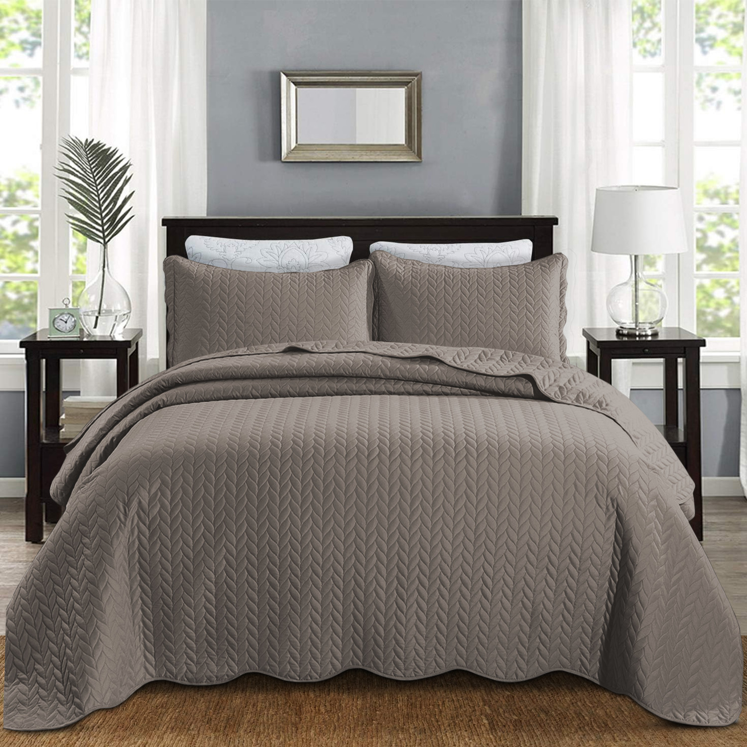 California King Bedspread Quilt Sets Soft Oversized Comforter Coverlet Throw US