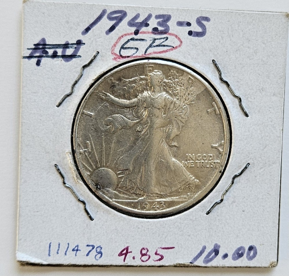 1943-S Walking Liberty Half Dollar, 90% Silver