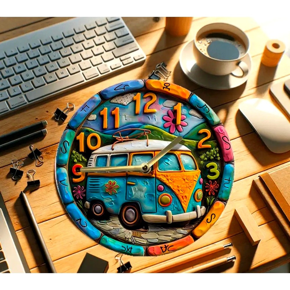 Mouse Pad 70's Bus Hippe Boho Retro Computer Desk Non-Slip