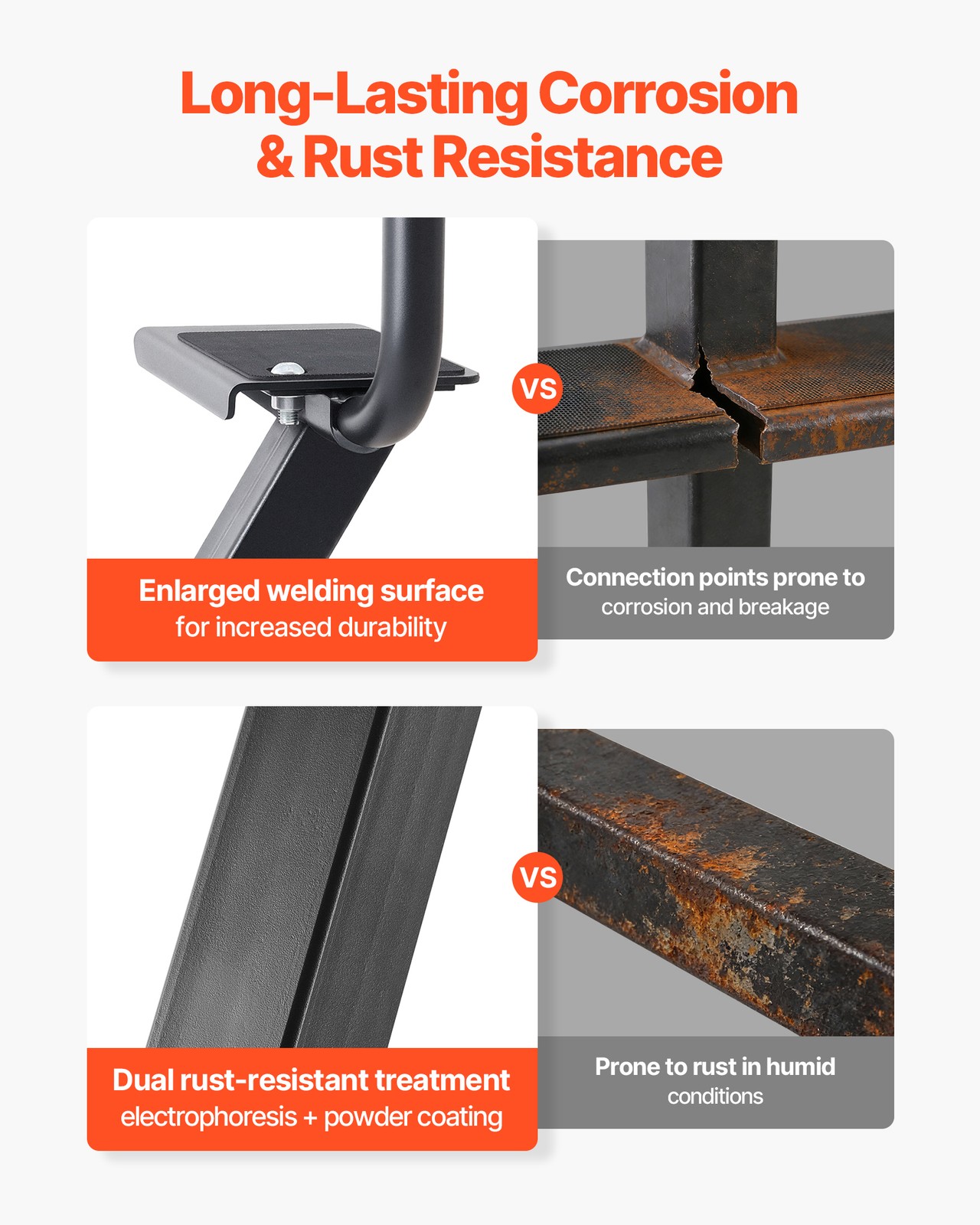 VEVOR Boat Trailer Steps Heavy Duty Boat Steps with Handle 3 Step Bottom Mount