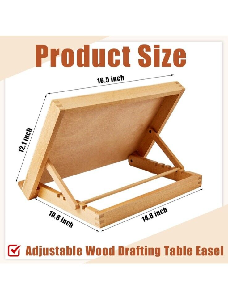 4 Pcs 5 Position Wood Drafting Table Easel Drawing Sketching Board Adjustable