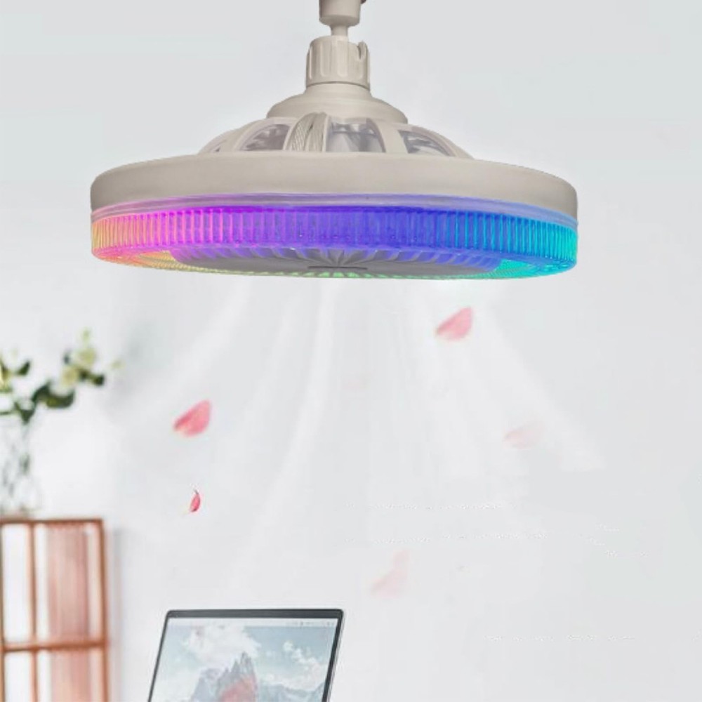Remote Control Ceiling Crystal Fan Light, RGB Multiple Colors, Adjustable LED...