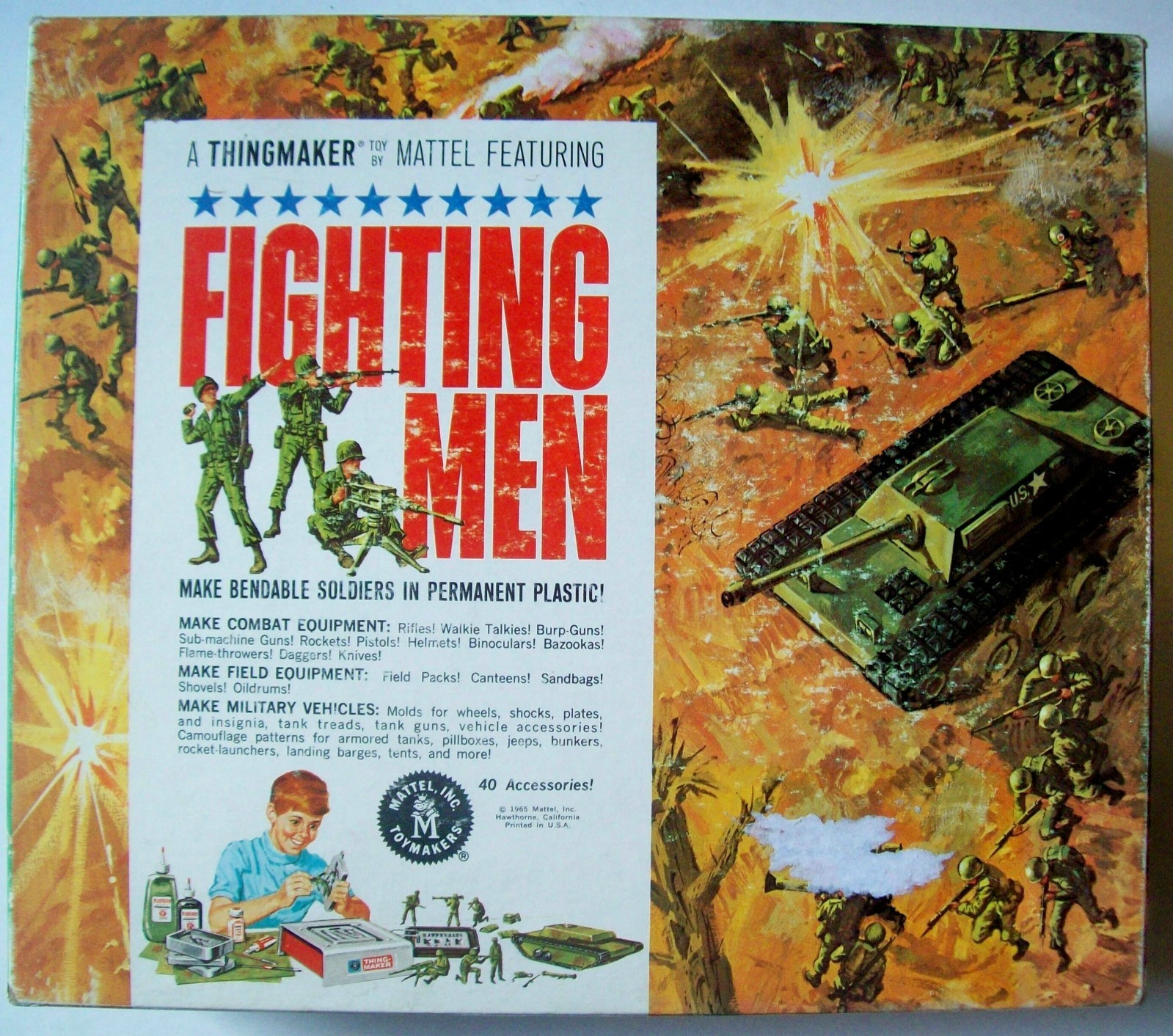 1965 "Fighting Men" Molding Toy by Mattel - 99% Complete with Working Heater