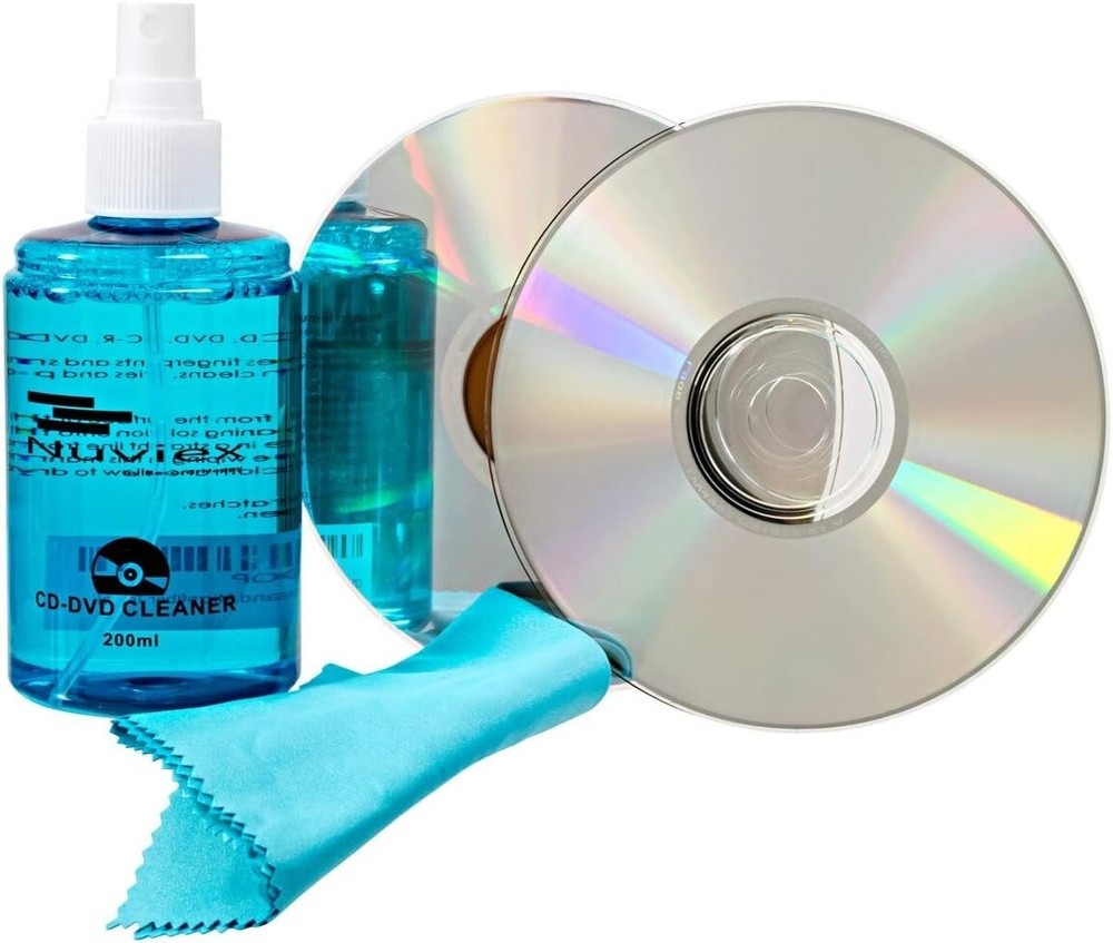 Premium CD Cleaner Solution Spray Compact Disc CD-DVD Cleaning Fluid w/ Microfib