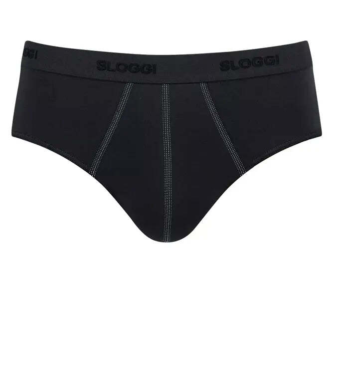 Sloggi Men's 24/7 Basic Natural Cotton 2 Pack Midi Briefs - Black