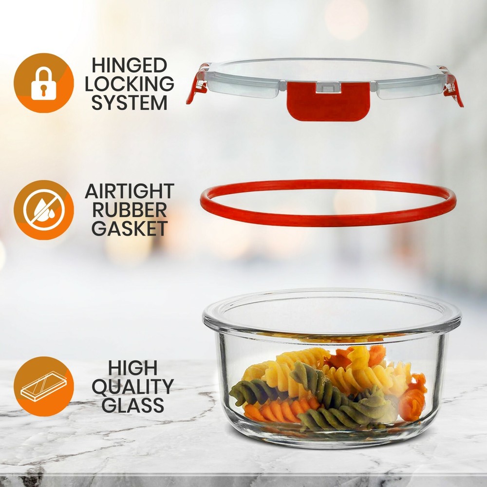 NutriChef 24-Piece Superior Glass Food Storage Containers Set, Stackable Design