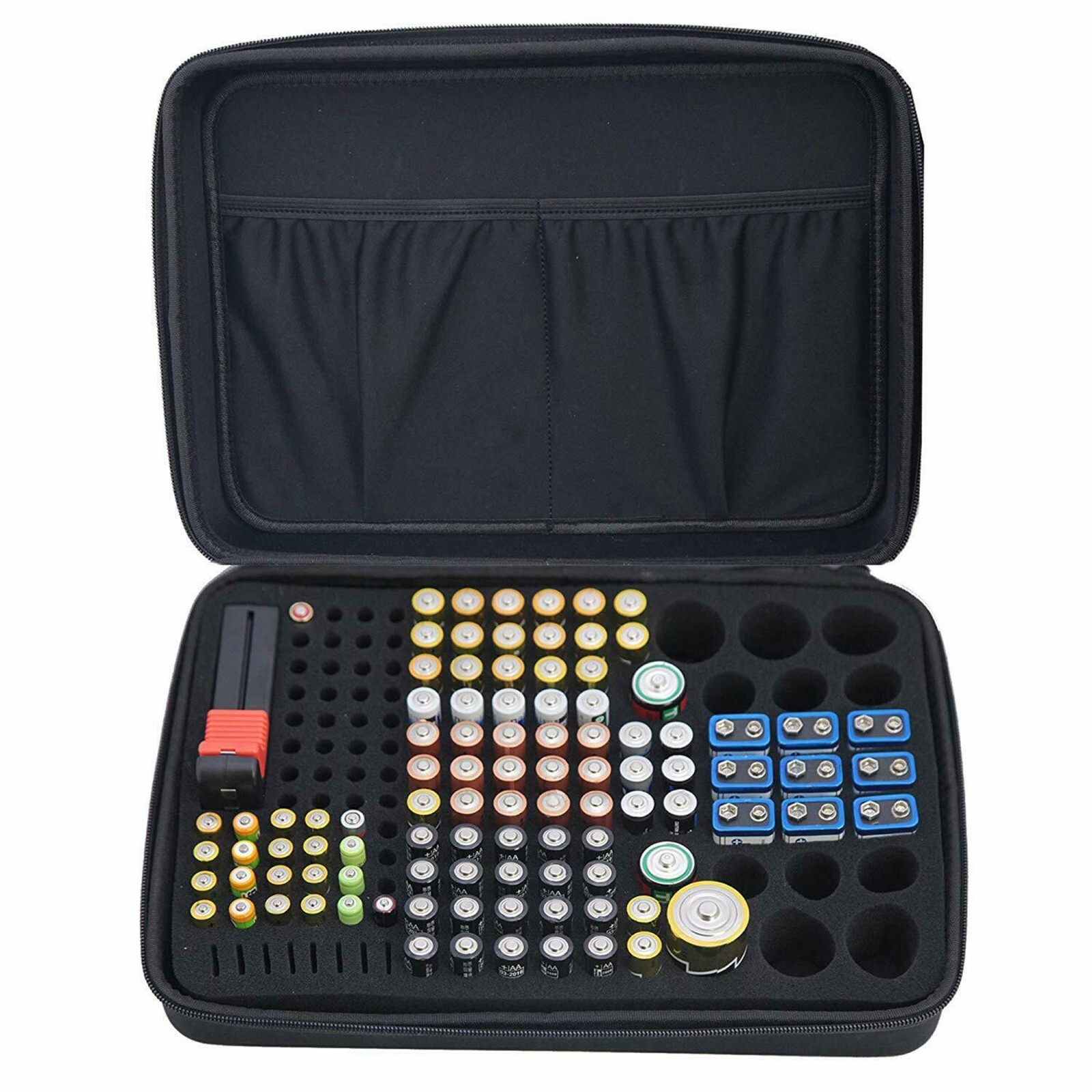 Battery Organizer Case with Tester, Storage Holder for Batteries, Garage Box