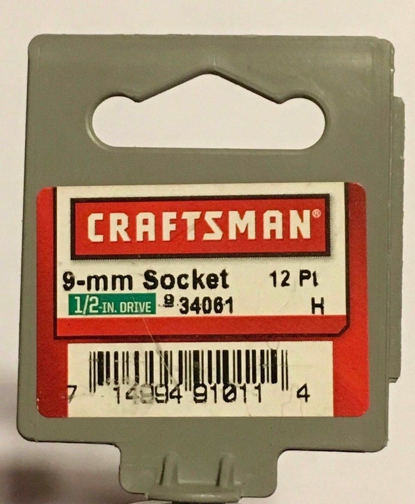 Craftsman 34061, 9mm Socket, 12 pt., 1/2" Drive