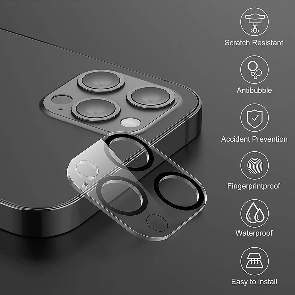 For iPhone 15 14 13 12 Pro Max Tempered Glass Screen Protector Camera Protector