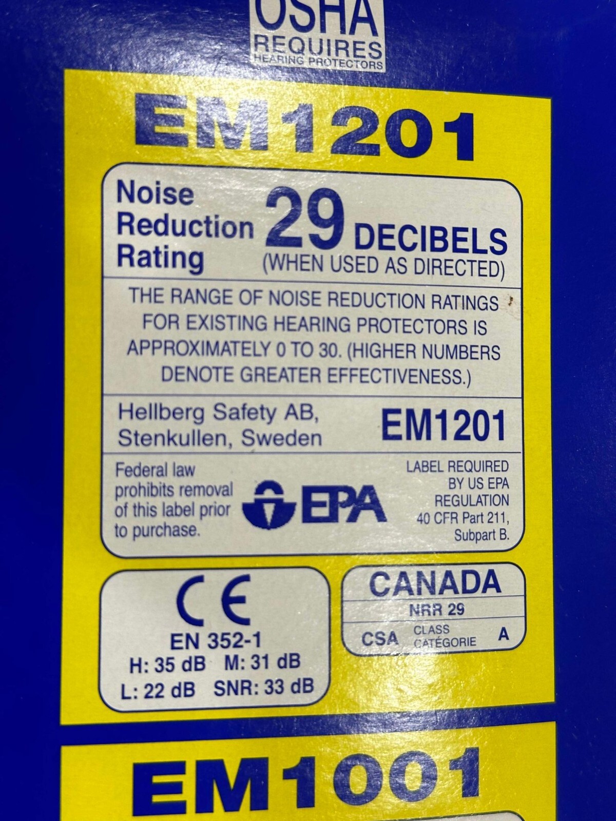 North Saftey- EM1201, Black/Grey - (1 Pair)