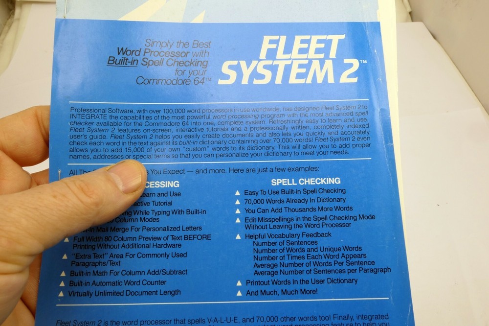 Fleet Systems 2 for Commodore 64 software reference chart
