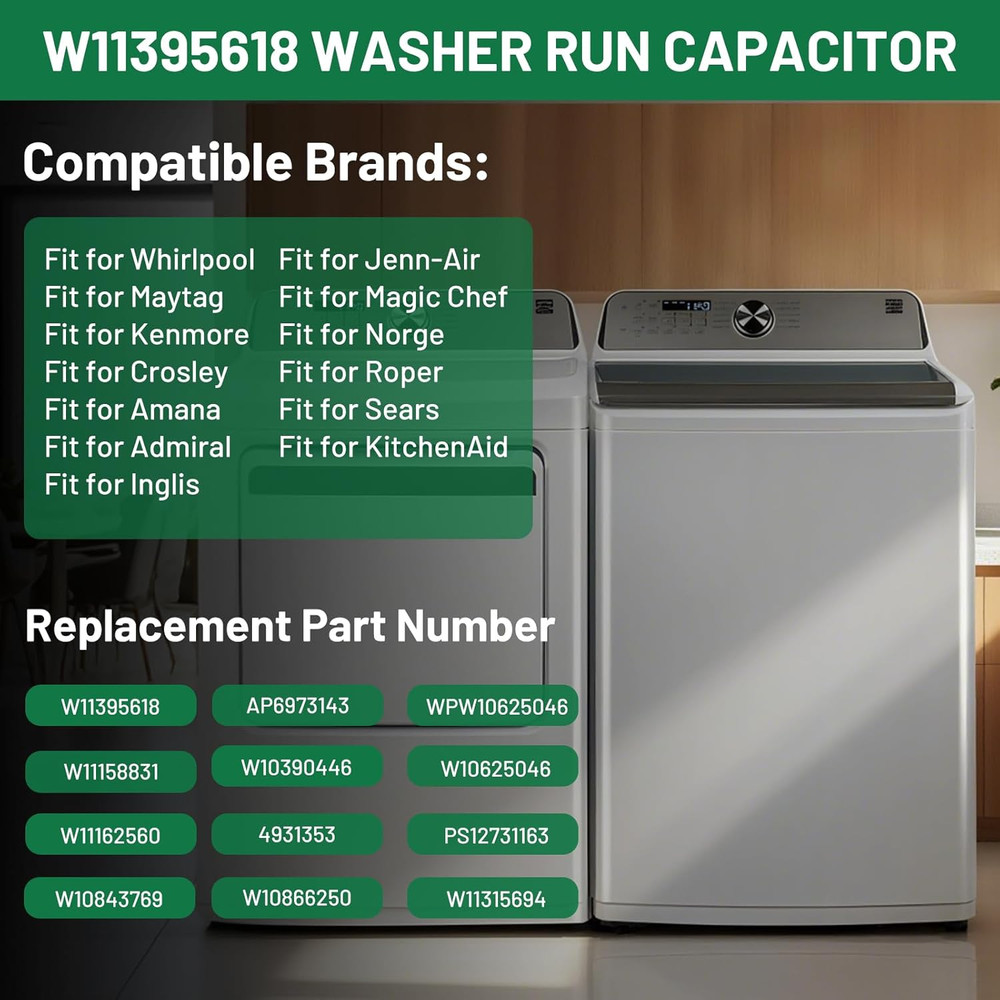 Washing Machine Run Capacitor Replacement for Whirlpool, Maytag, Kenmore