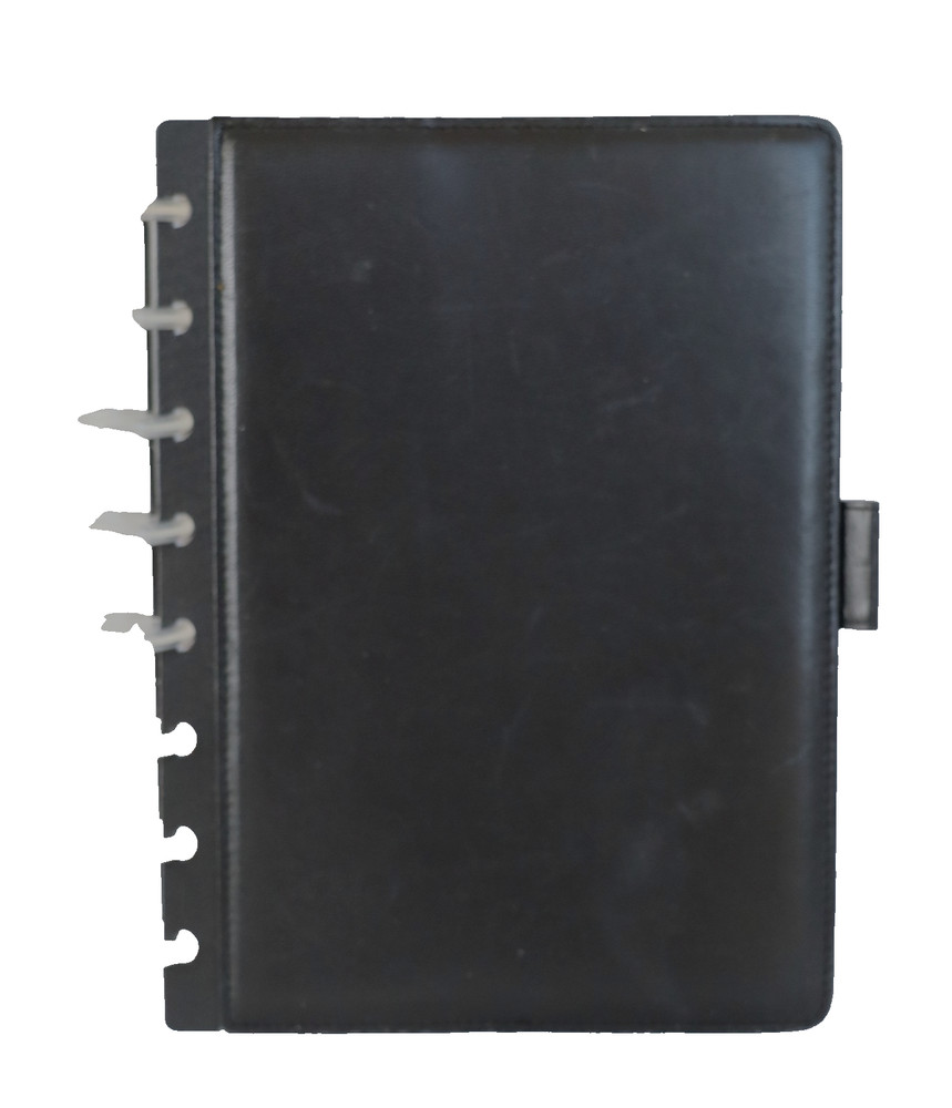 Levenger Leather Junior Circa Notebook Master Agenda Weekly Disc Black Leather