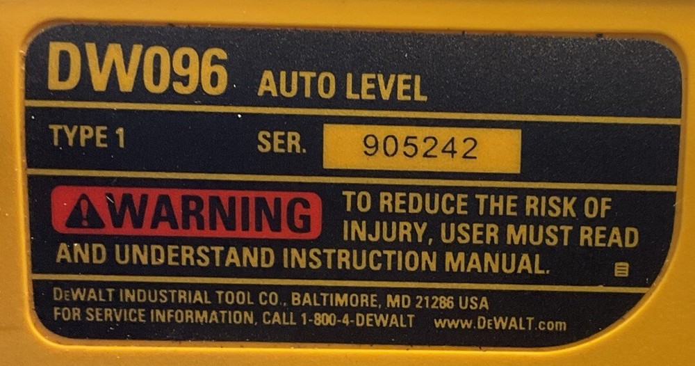 DEWALT DW096 Magnification Automatic Level