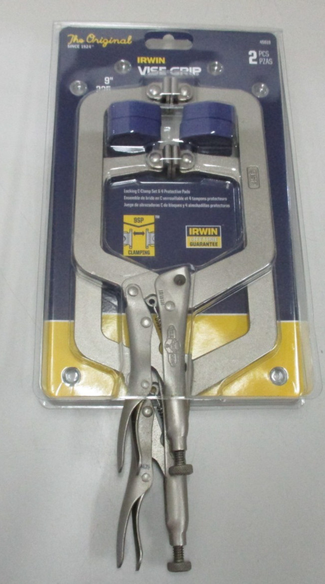 2pc Vise-Grip by Irwin The Original 9" Locking C Clamp Set w/Protective Pads