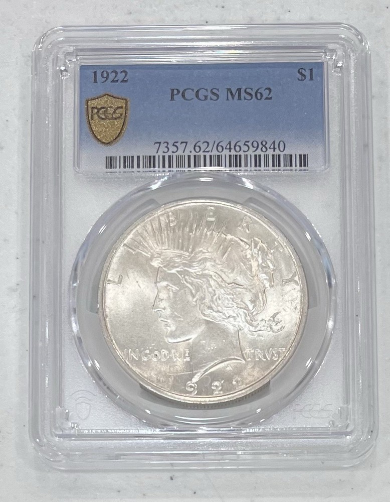 1922 PEACE SILVER DOLLAR PCGS MS62 NICE COIN