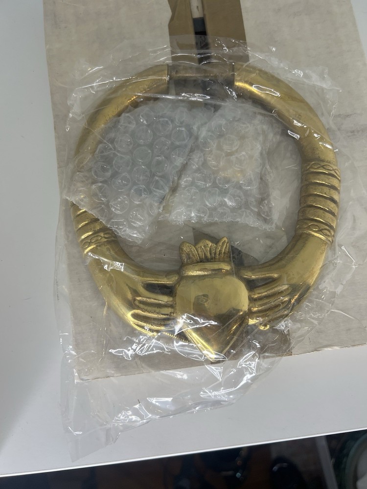 Irish Claddagh Solid Brass Door Knocker Heart Hands Crown Celtic New