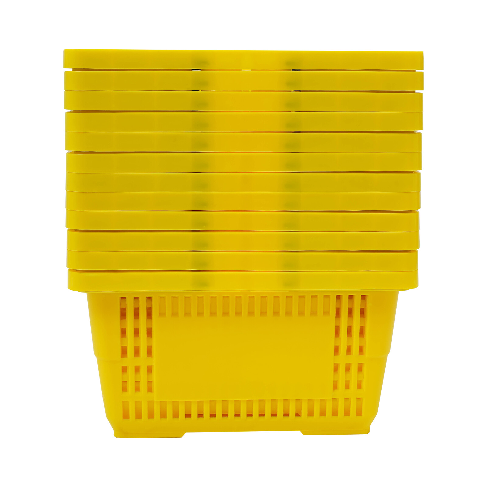 12 Packs 28L Plastic Shopping Baskets with Handles Yellow Store Retail Baskets