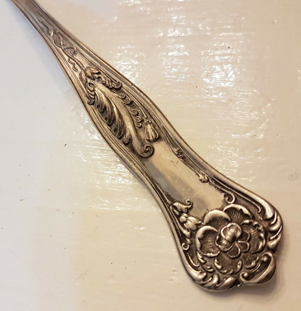 Atlas Silver Extra Plate Gravy Ladle 5 o'clock Floral Handle RARE Pattern