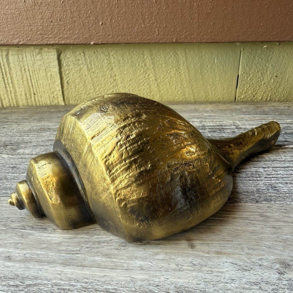 Colby Smith MCS Brass Channel Pear Conch Shell Door Knocker Wall Art