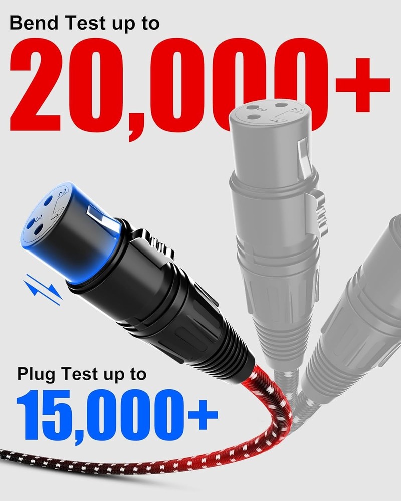 25ft XLR Cables 2 Pack - Nylon Braided Mic Cord Set