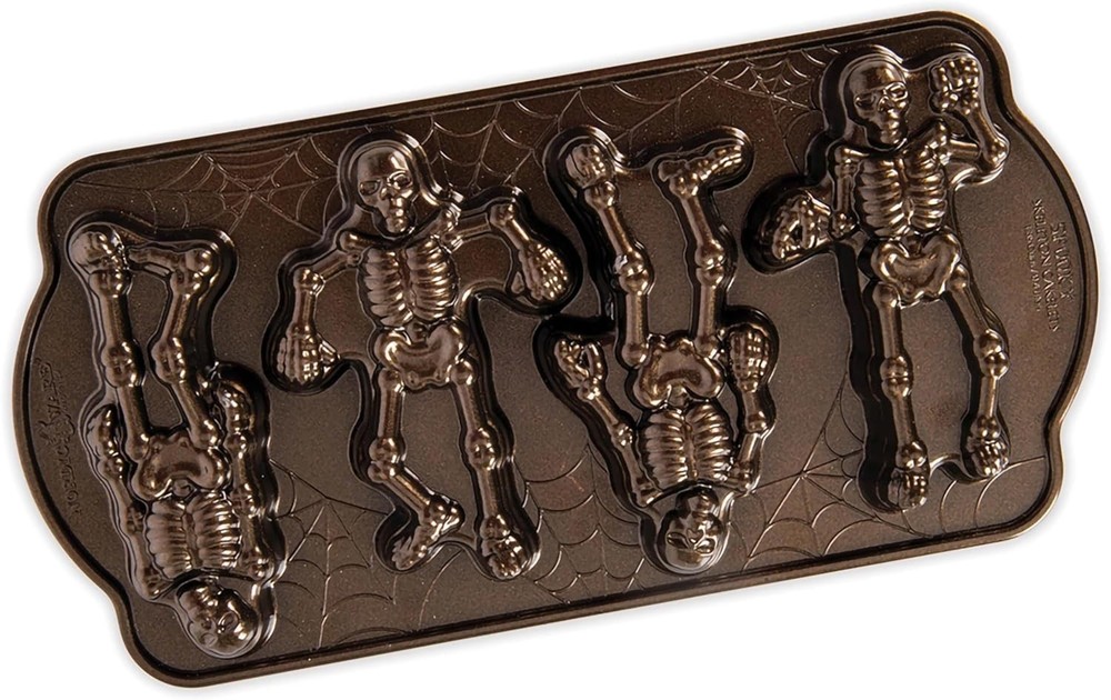 Cast Aluminum Skeleton Cakelet Pan - Nonstick & Durable for Halloween Baking