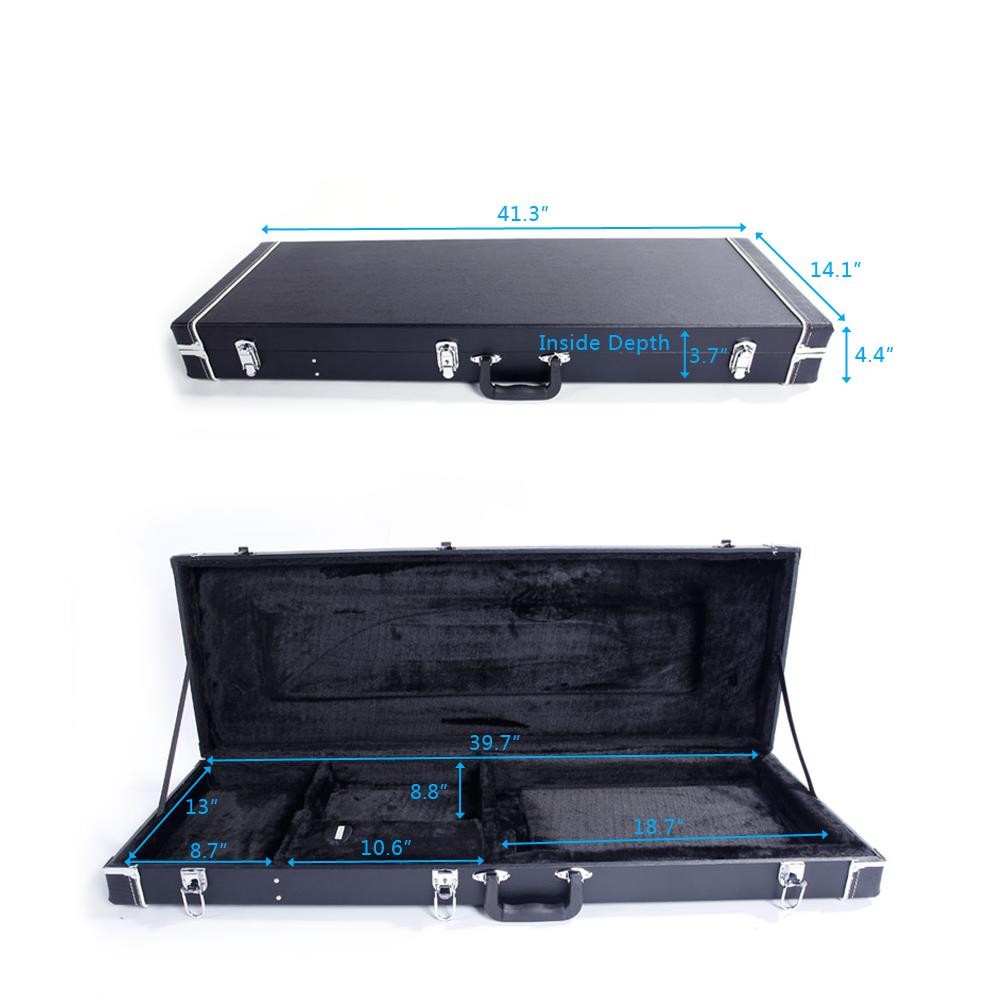 Electric Guitar Square Hard-Shell Case Lockable With Full Neck Support