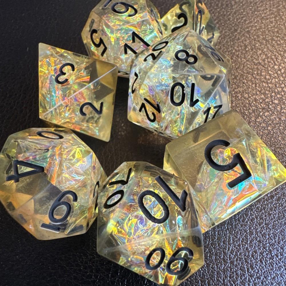 Liquid Core Sharp Edge Resin Dice Set Dungeons & Dragons Haxtec