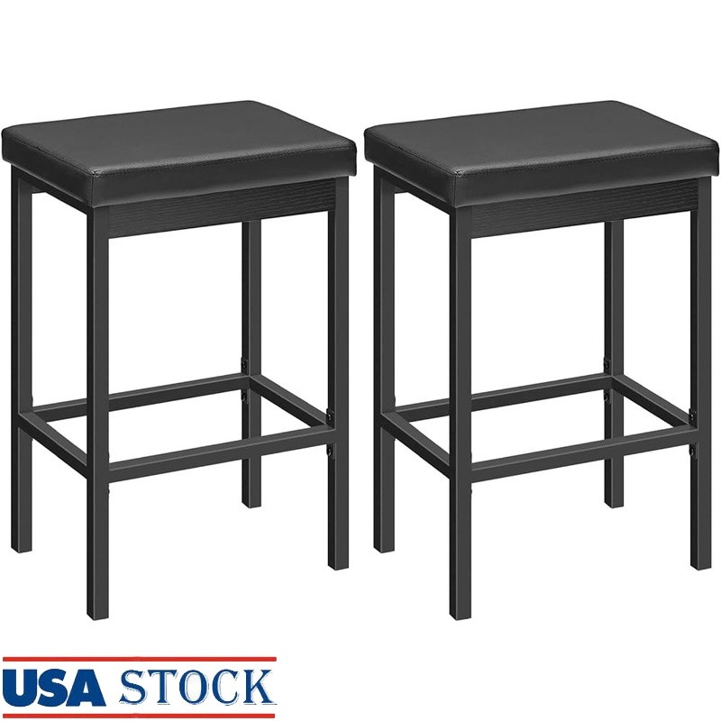 Modern Bar Stool High Density Sponge Soft Seat Sturdy Metal Frame Easy Install