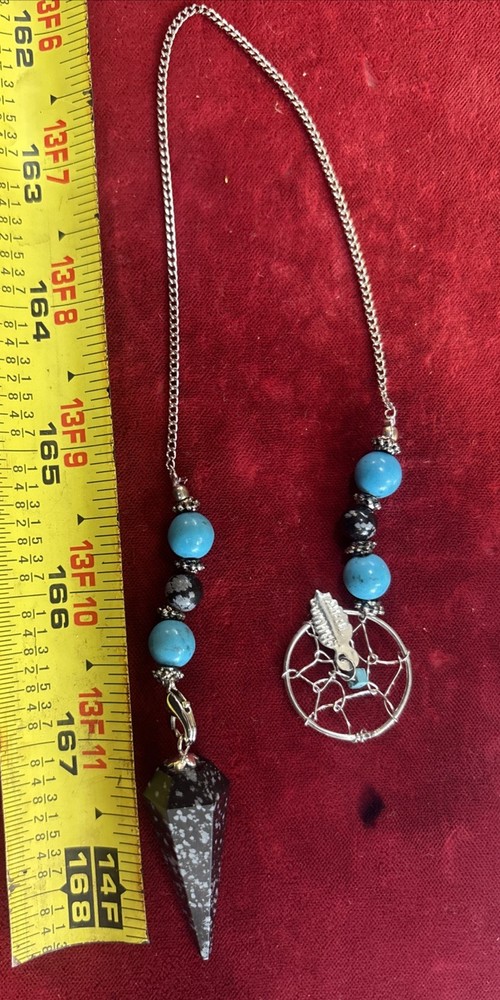 Snowflake Obsidian pendulum with  Dream Catcher Chain